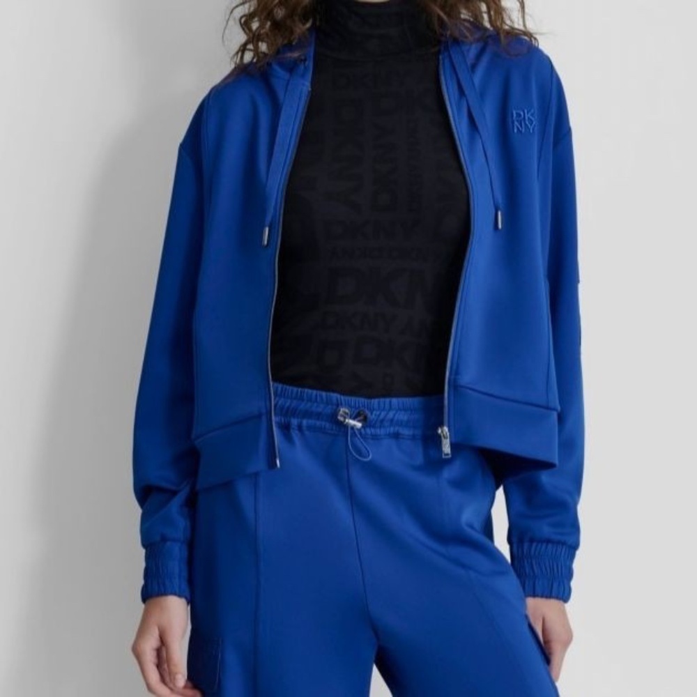 DKNY Caro Hoodie Sweater Top, with Pocket Detail on the Sleeve - Picture 2 of 2
